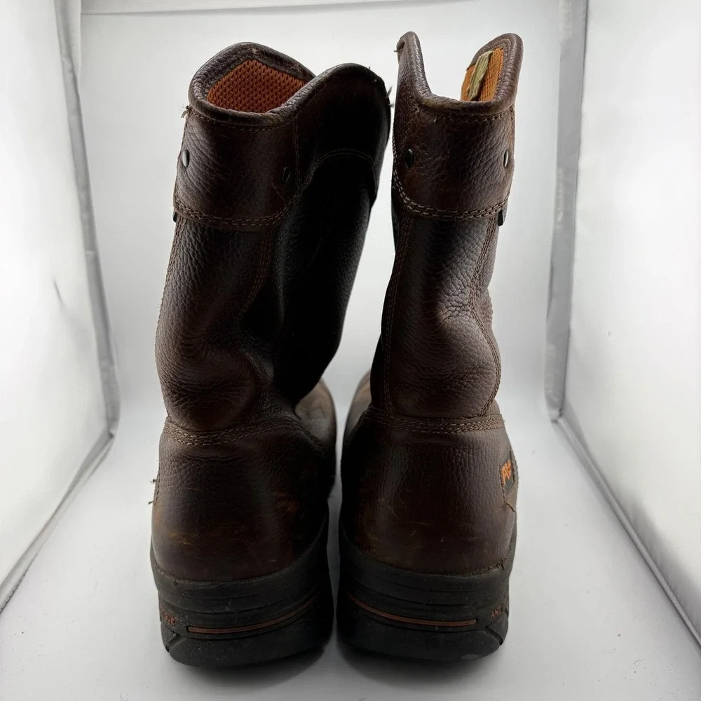 Timberland PRO True Grit Boots Mens 8 Brown Leather Waterproof Pull On Work